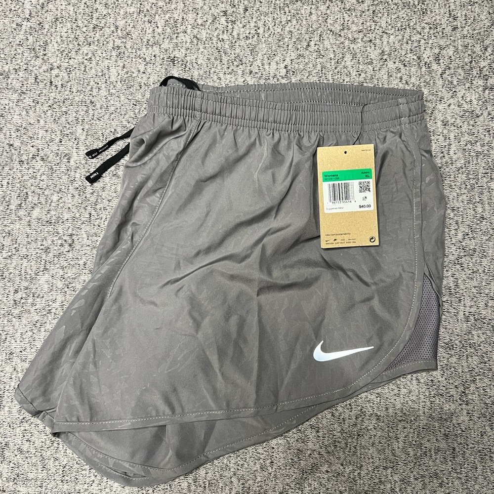 Nike women's Gray Athletic Running Shorts with Reflective Swoosh